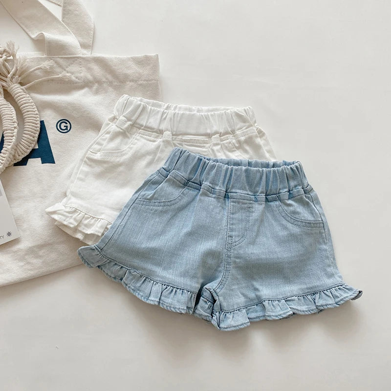 Girls Ruffle Cotton Shorts