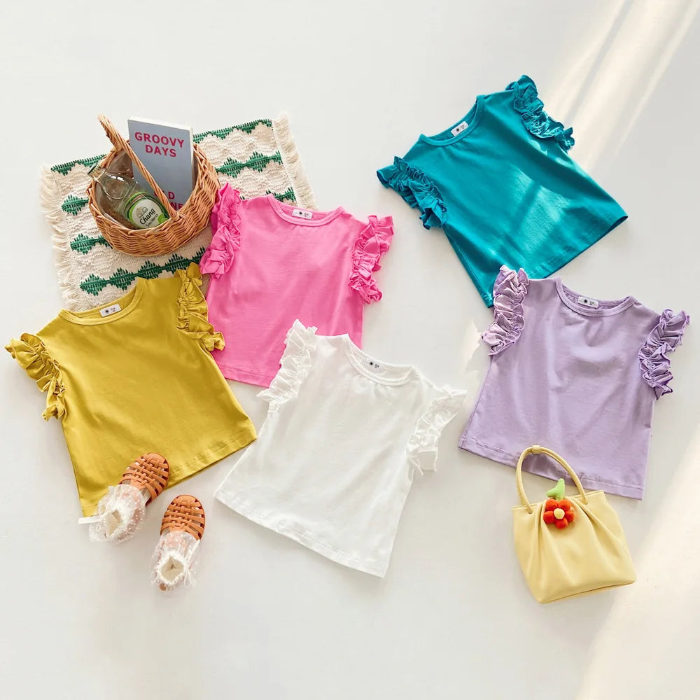 Summer Girls Fly Sleeve T-Shirt Ruffles