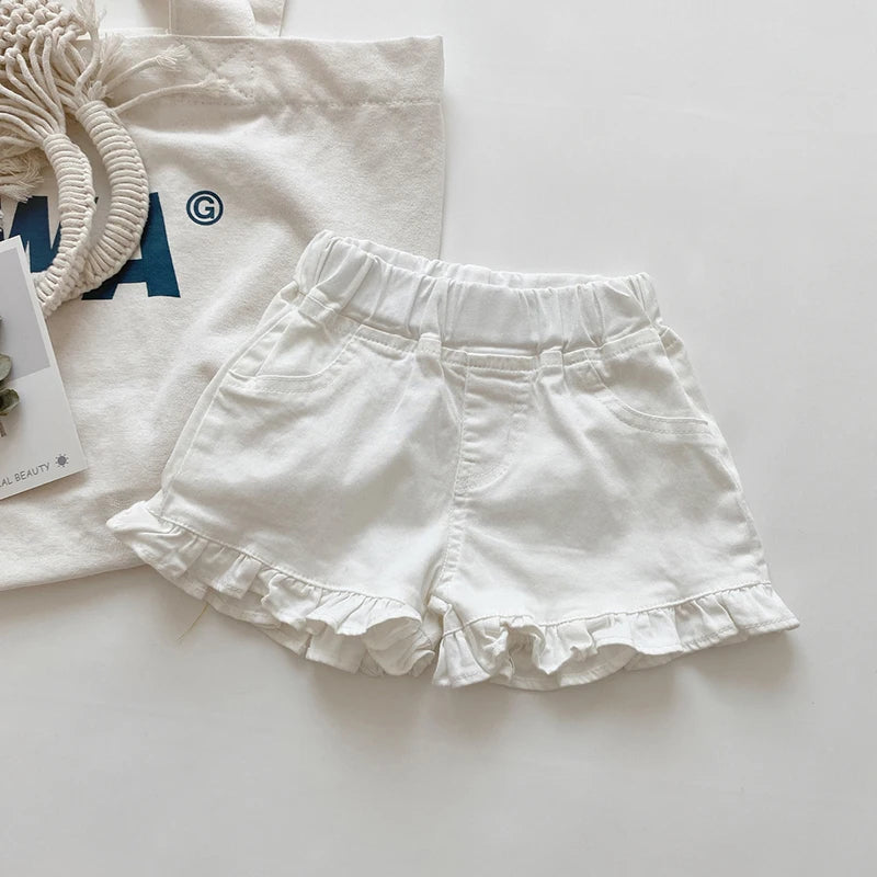 Girls Ruffle Cotton Shorts