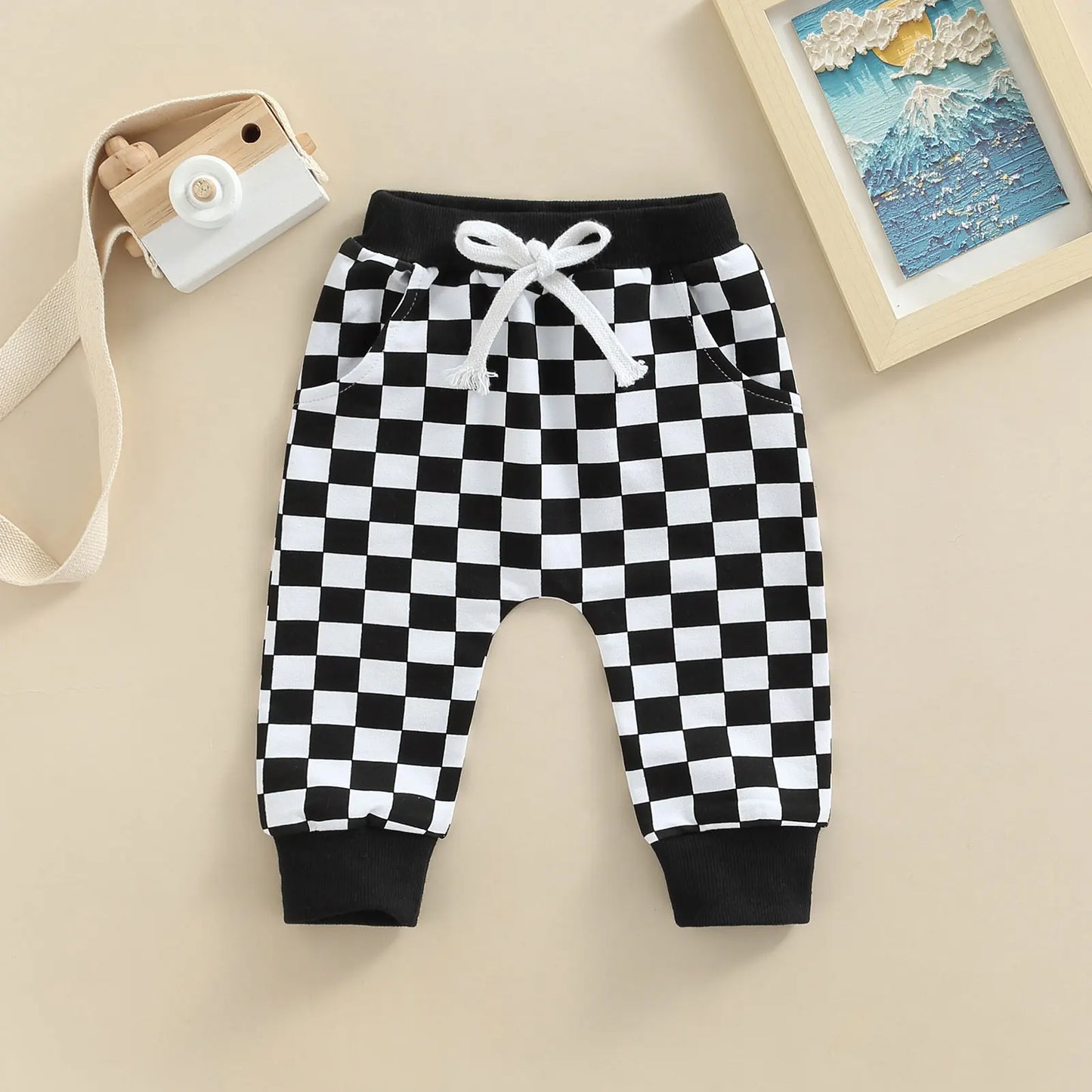 Casual Baby Plaid Trousers