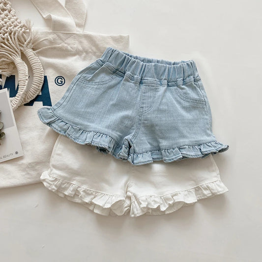 Girls Ruffle Cotton Shorts
