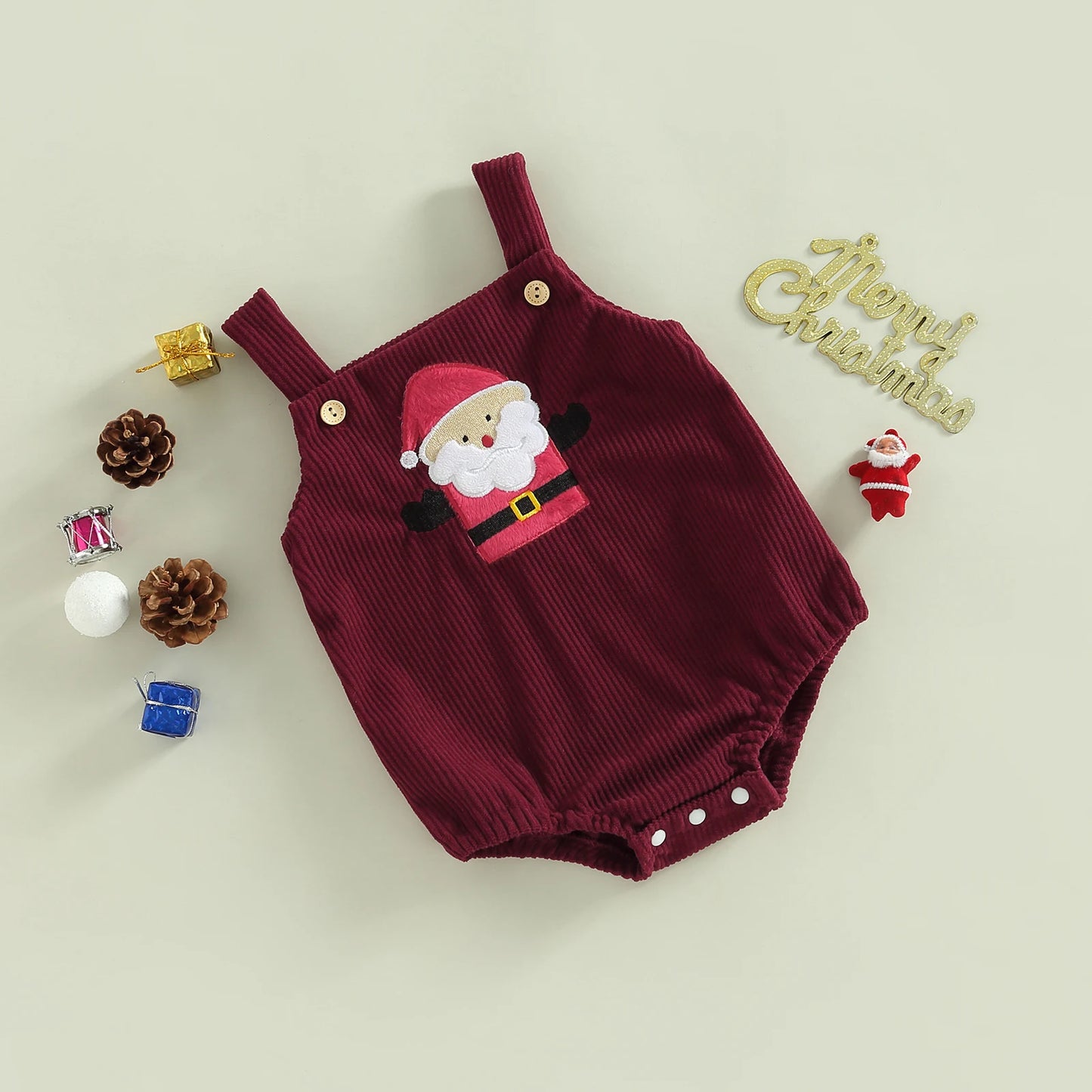 Christmas Newborn Overall Reindeer Santa Tree