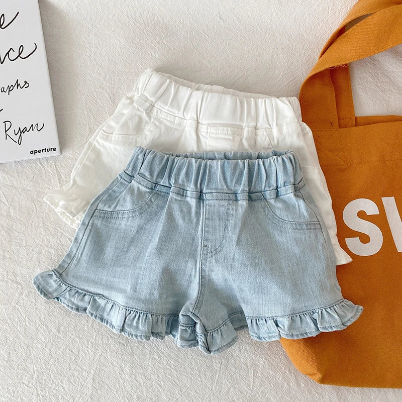 Girls Ruffle Cotton Shorts