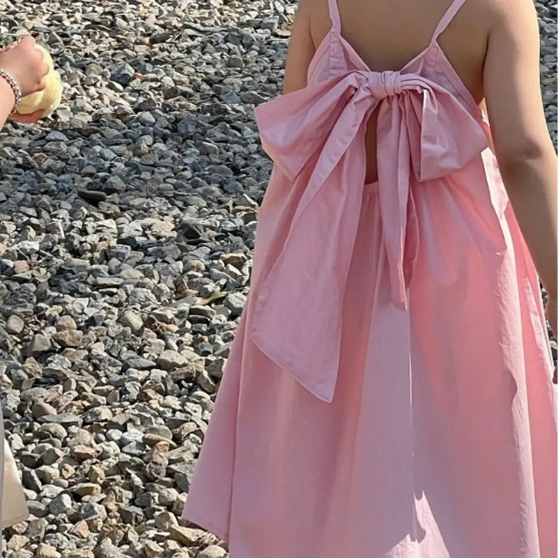 Baby Girl Fashion Strap Dress Bow 