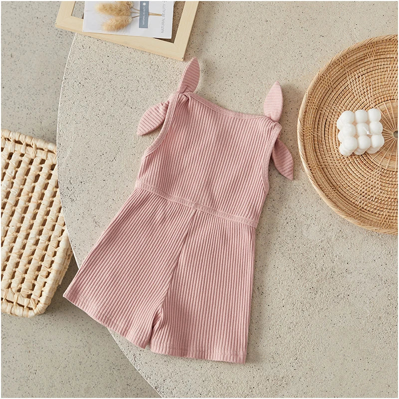 Girls Rompers Sleeveless Ribbed