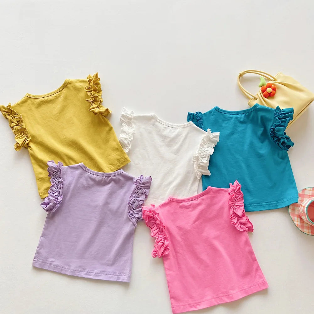 Summer Girls Fly Sleeve T-Shirt Ruffles