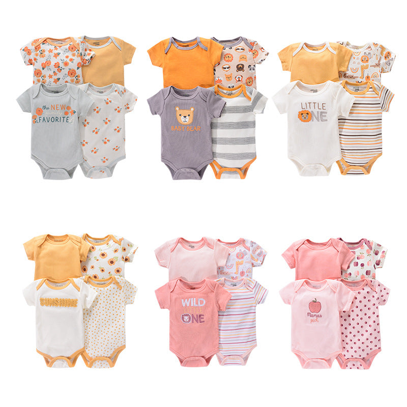 4pcs Short Sleeves Bodysuits