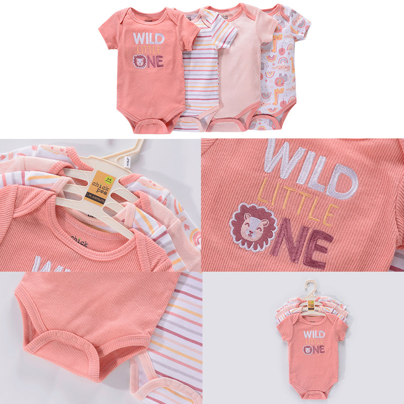 4pcs Short Sleeves Bodysuits