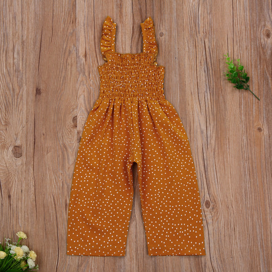 Girls Overalls Polka Dot Suspender