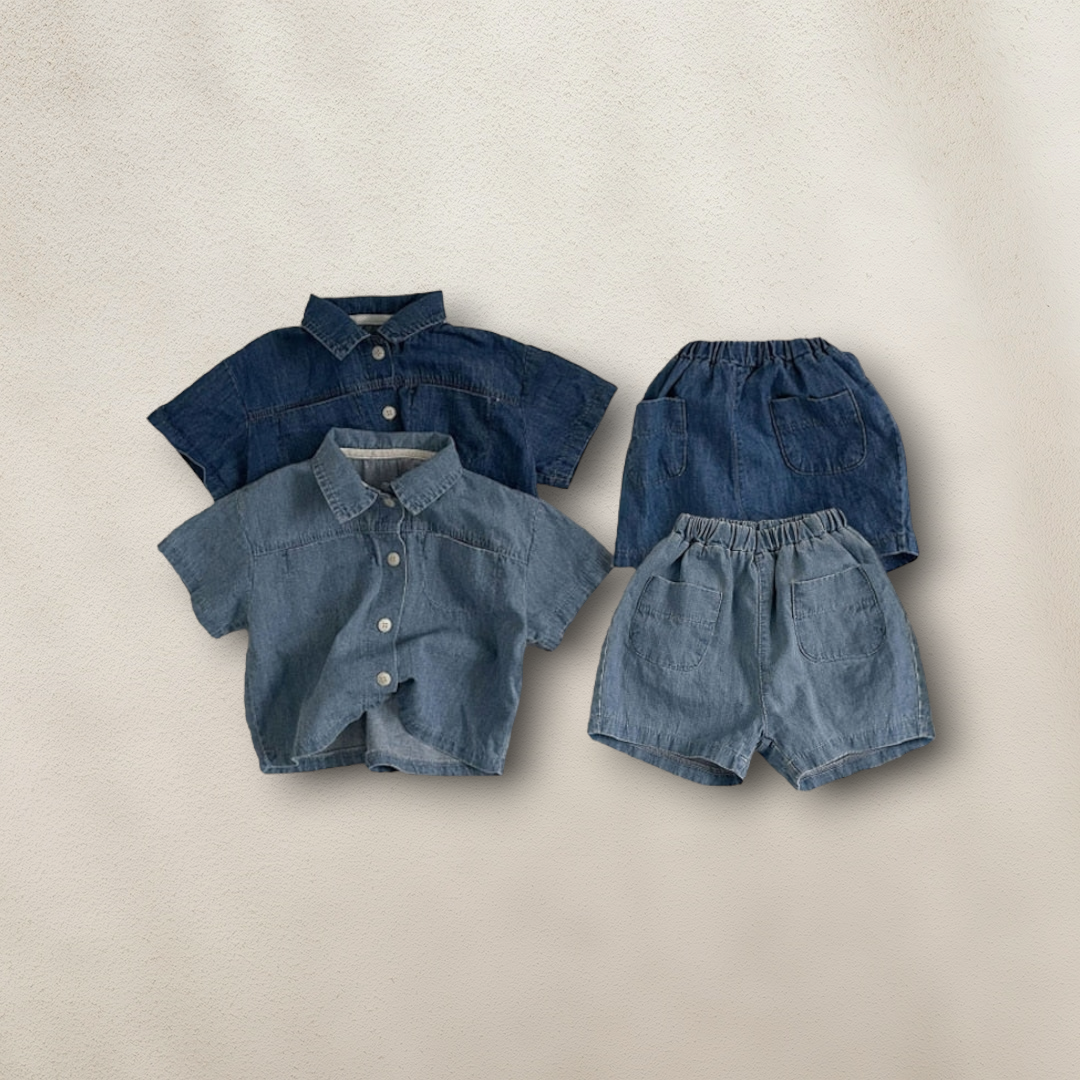 Summer Short Sleeve Denim Shirts & Shorts