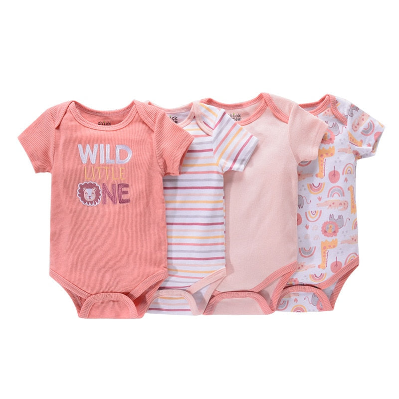 4pcs Short Sleeves Bodysuits