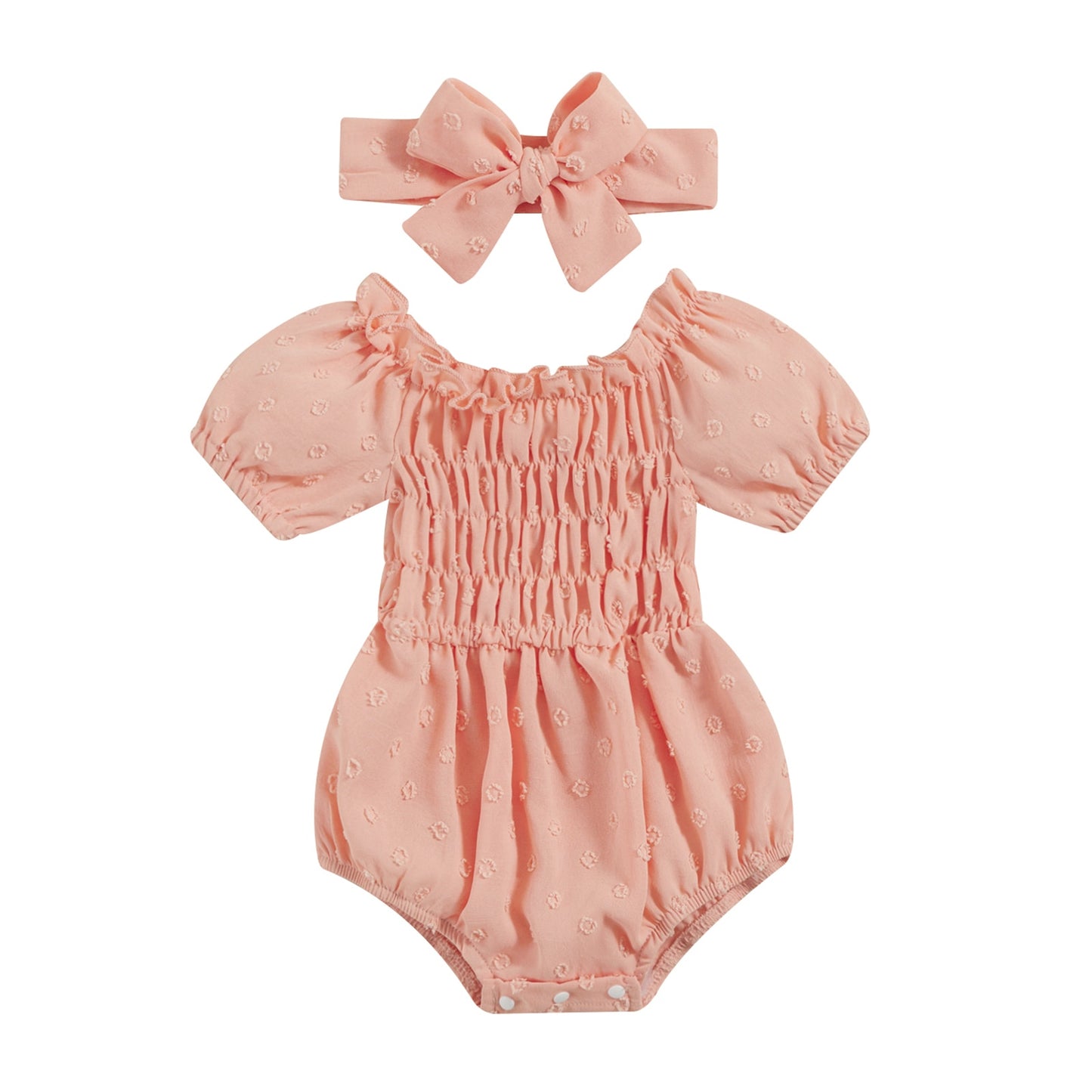 Cute Ruffle Jumpsuit +Bow Headband