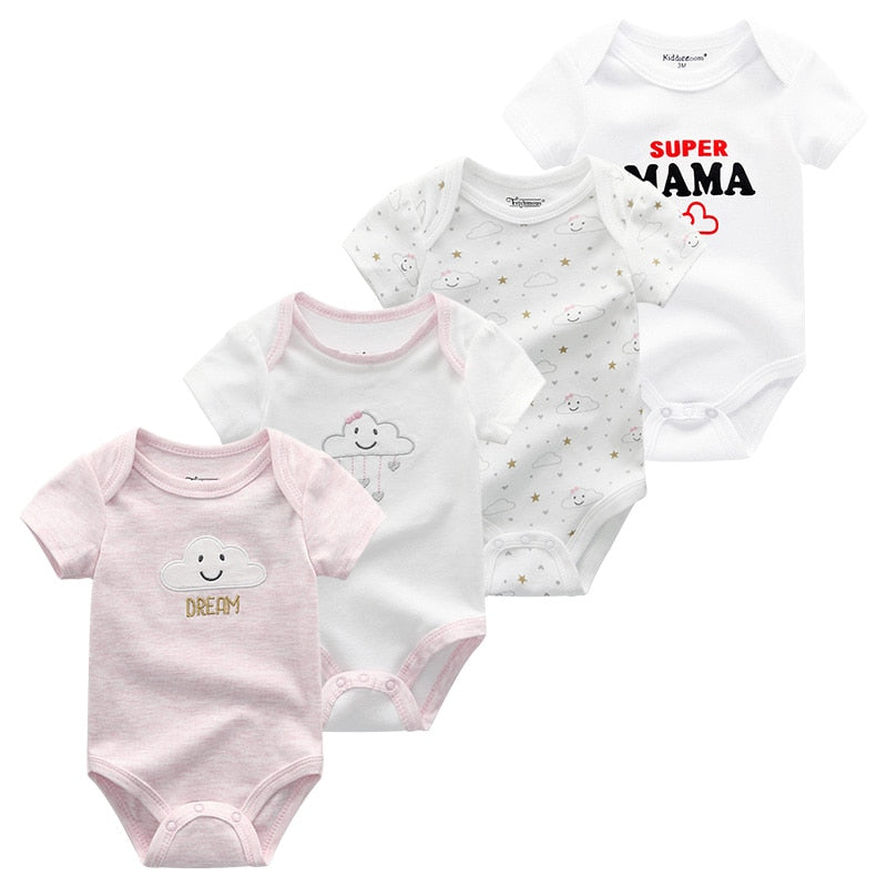 4pcs Short Sleeves Bodysuits