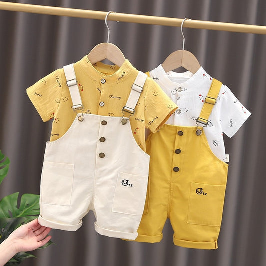 2pcs Smiley Baby Boys Overall