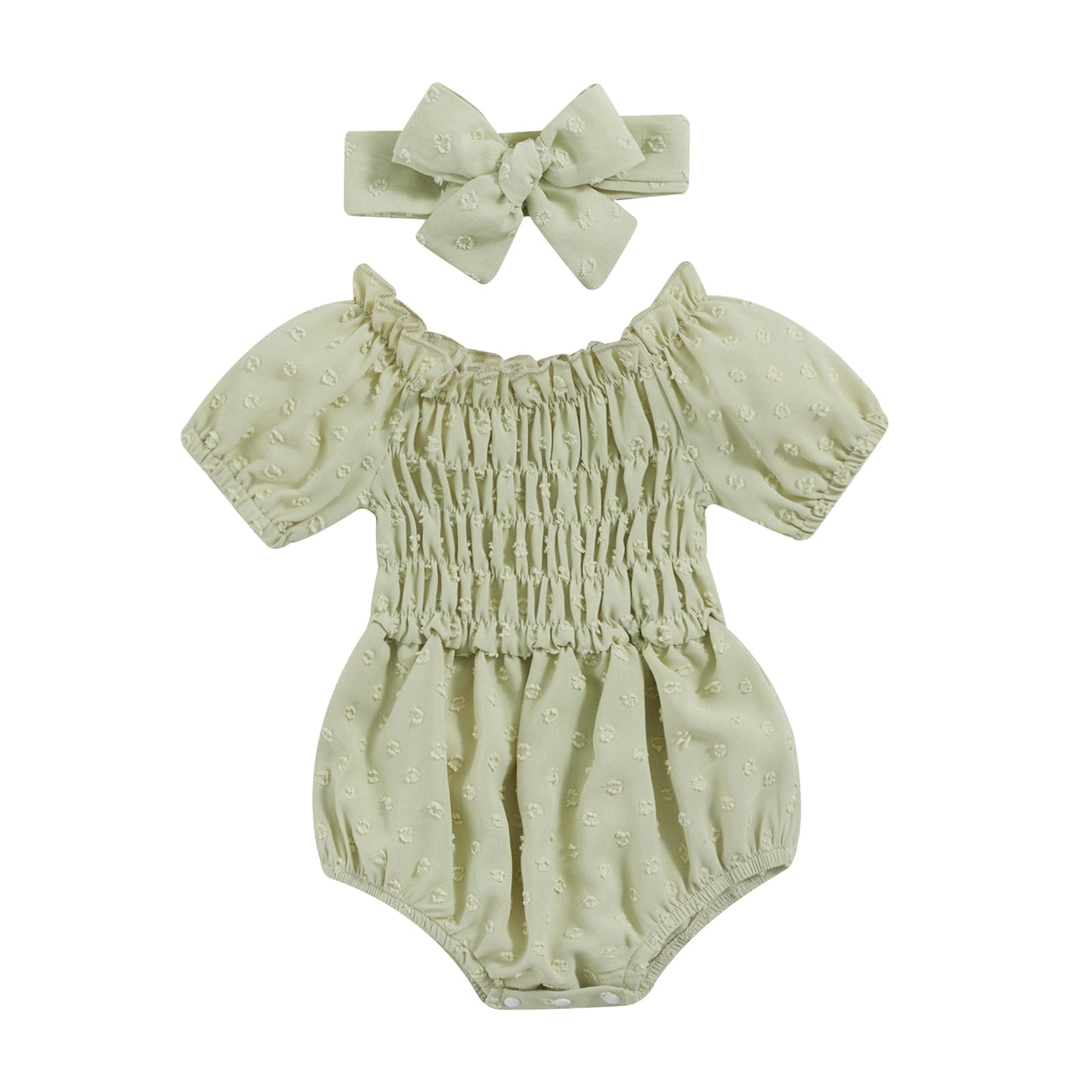 Cute Ruffle Jumpsuit +Bow Headband