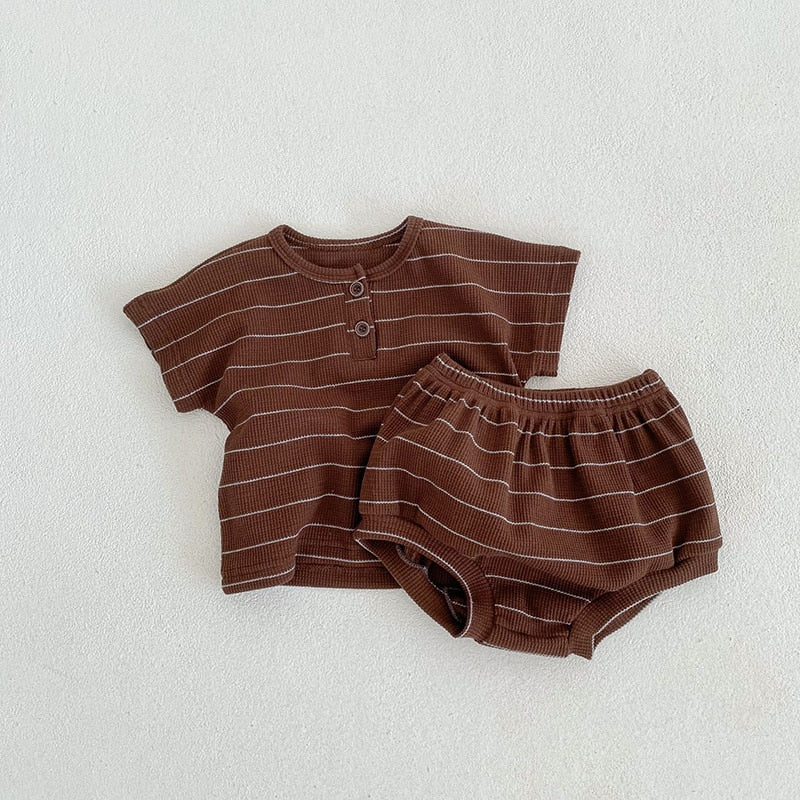 2 Pcs Boys Summer Stiped Set