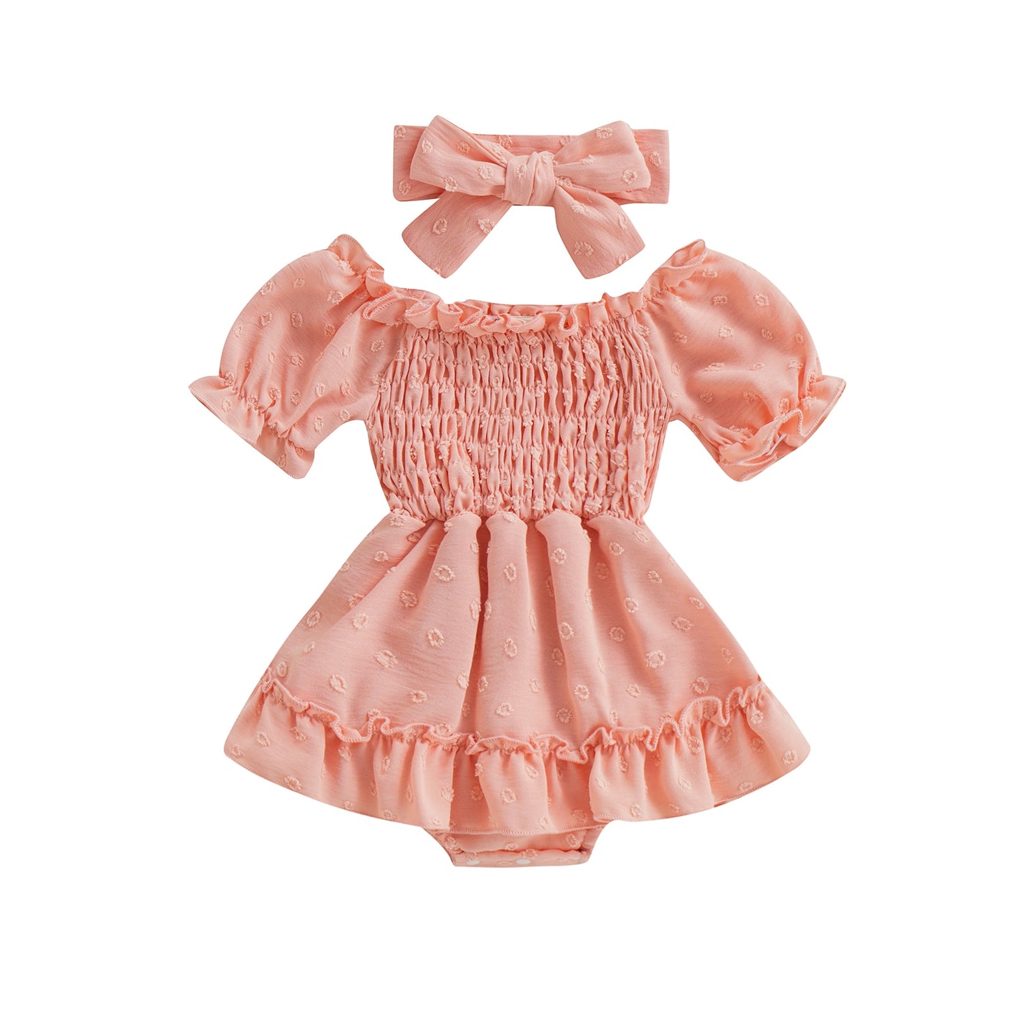 Cute Ruffle Jumpsuit +Bow Headband