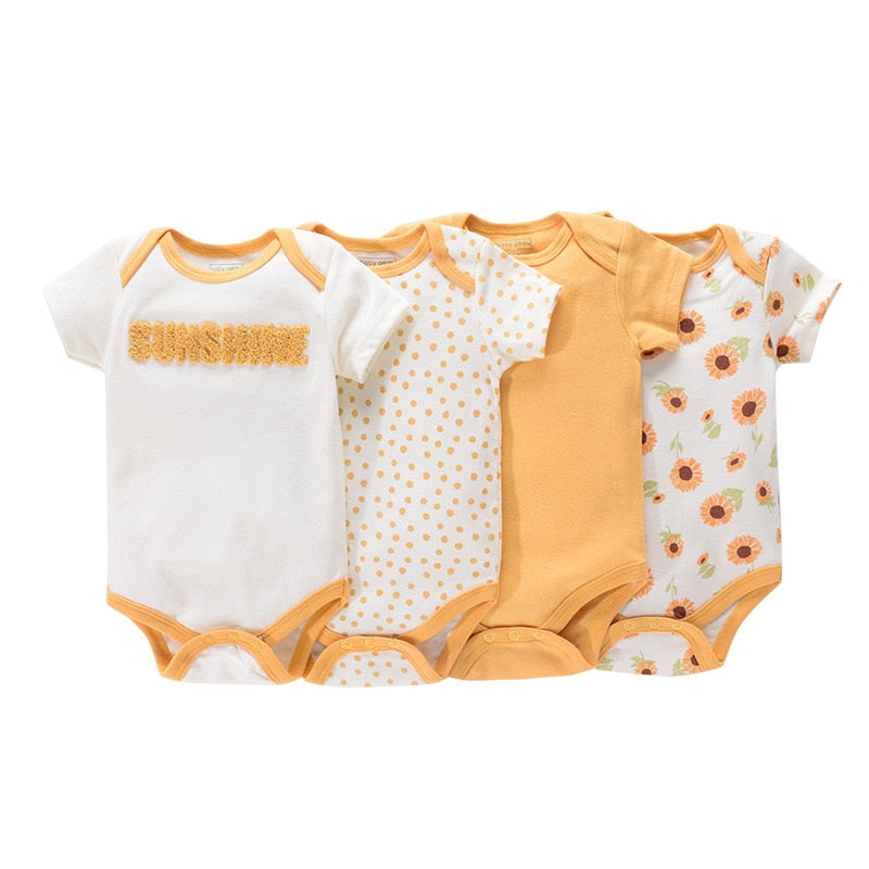 4pcs Short Sleeves Bodysuits