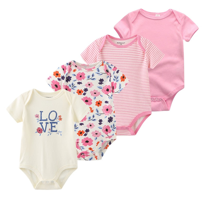 4pcs Short Sleeves Bodysuits