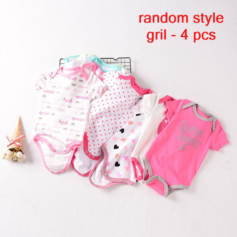 4pcs Short Sleeves Bodysuits