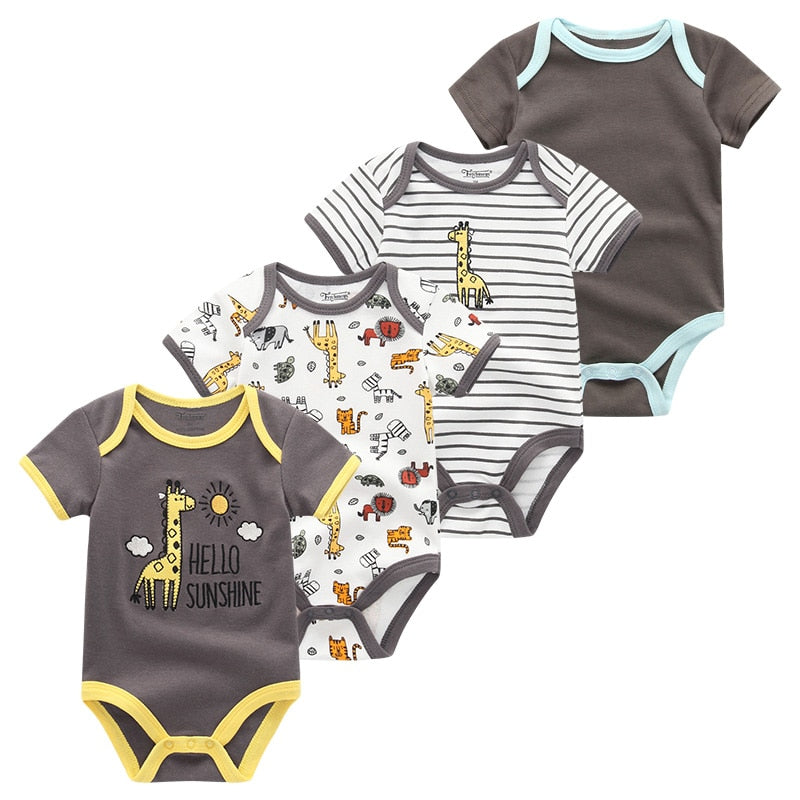 4pcs Short Sleeves Bodysuits