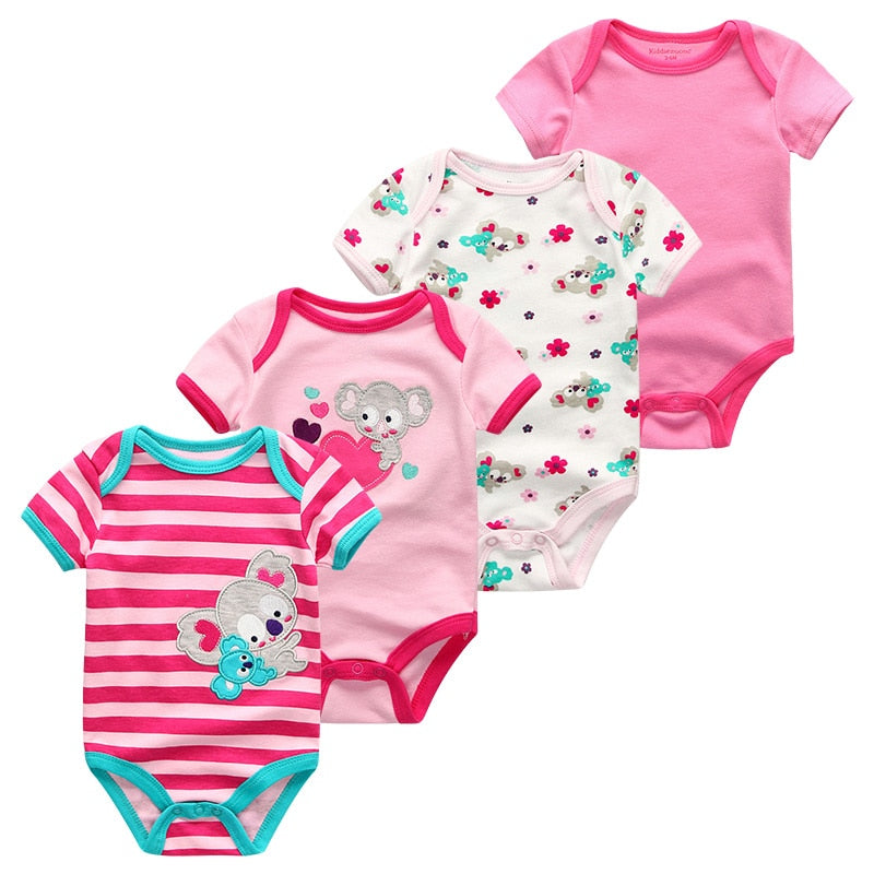 4pcs Short Sleeves Bodysuits