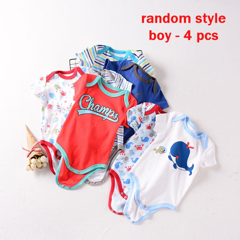 4pcs Short Sleeves Bodysuits