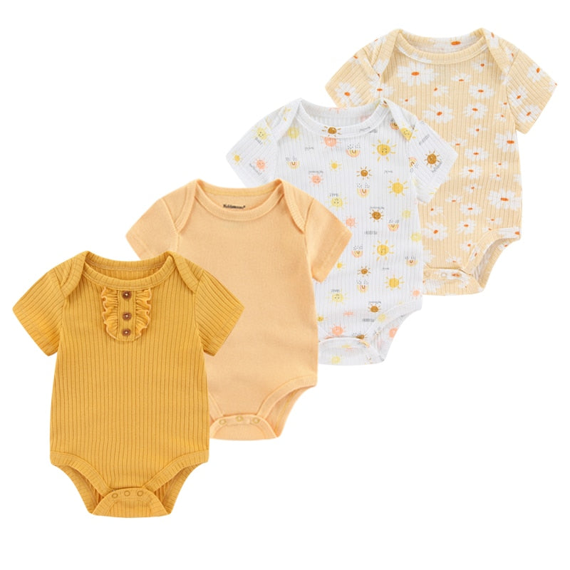 4pcs Short Sleeves Bodysuits