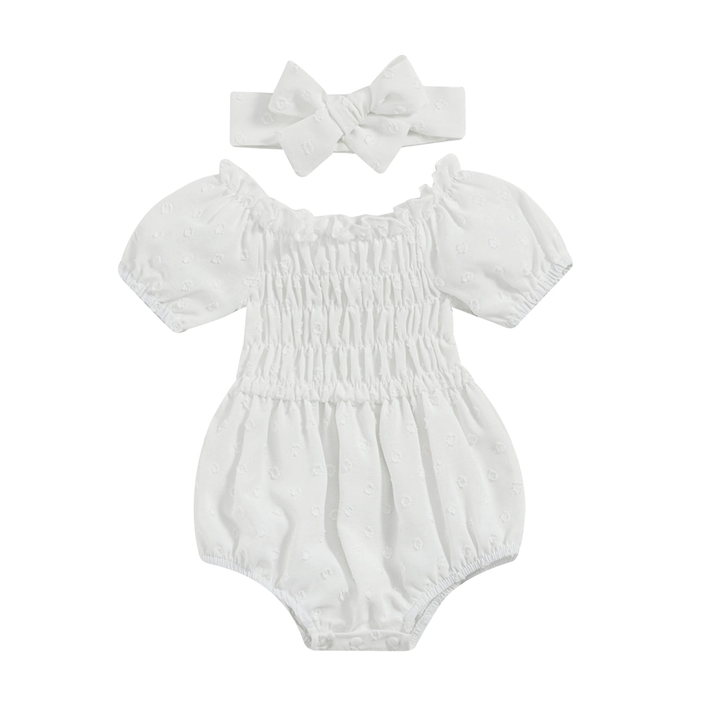 Cute Ruffle Jumpsuit +Bow Headband